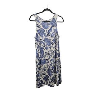 H&M Dress Womens Size S Blue Floral Sleeveless Jersey Knit Stretch Pullover Soft